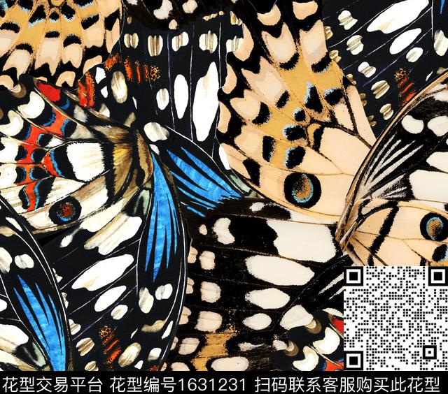 翅膀蝴蝶昆虫数码印花华亿平台下载（图片编号: 1631231） - 瓦栏（Walan）