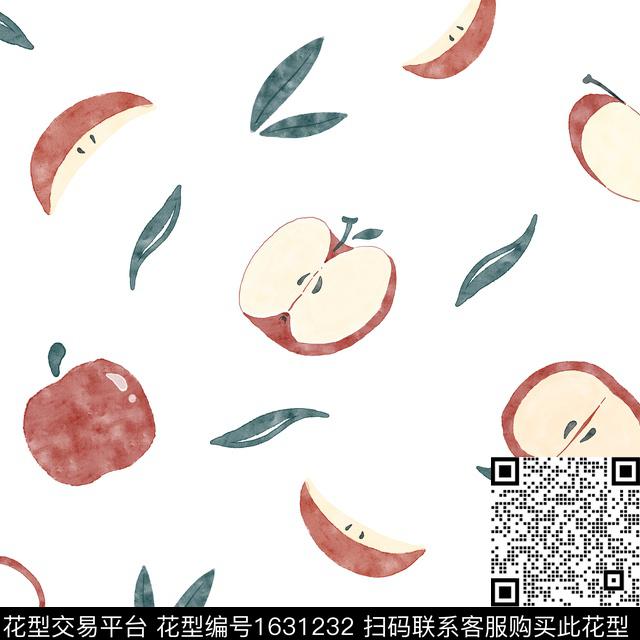 水彩苹果水果数码印花华亿平台下载（图片编号: 1631232） - 瓦栏（Walan）