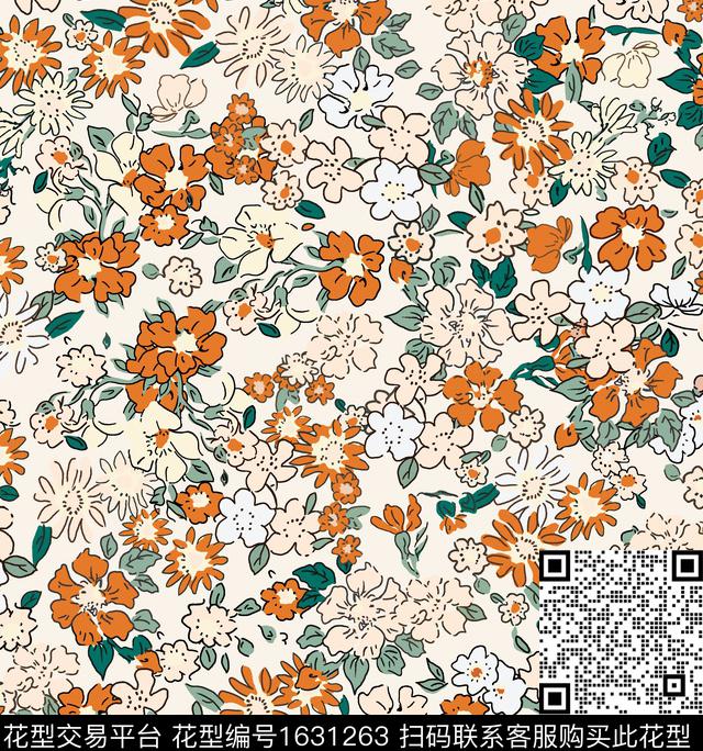花卉春夏华亿平台小碎花传统印花华亿平台下载（图片编号: 1631263） - 瓦栏（Walan）