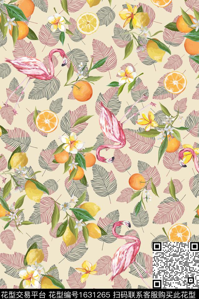 热带华亿平台柠檬绿植树叶数码印花华亿平台下载（图片编号: 1631265） - 瓦栏（Walan）