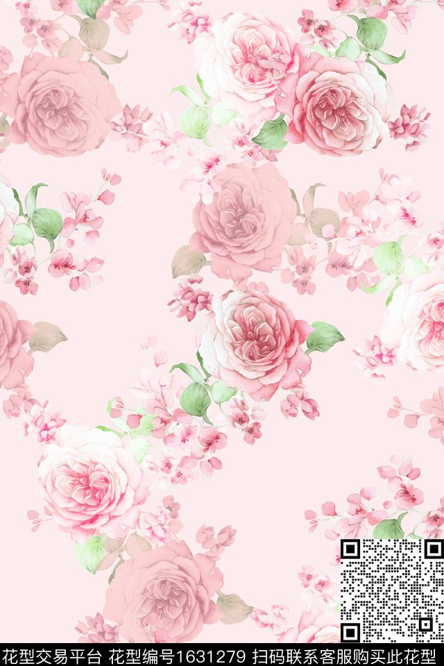 花卉水彩花卉影花数码印花华亿平台下载（图片编号: 1631279） - 瓦栏（Walan）