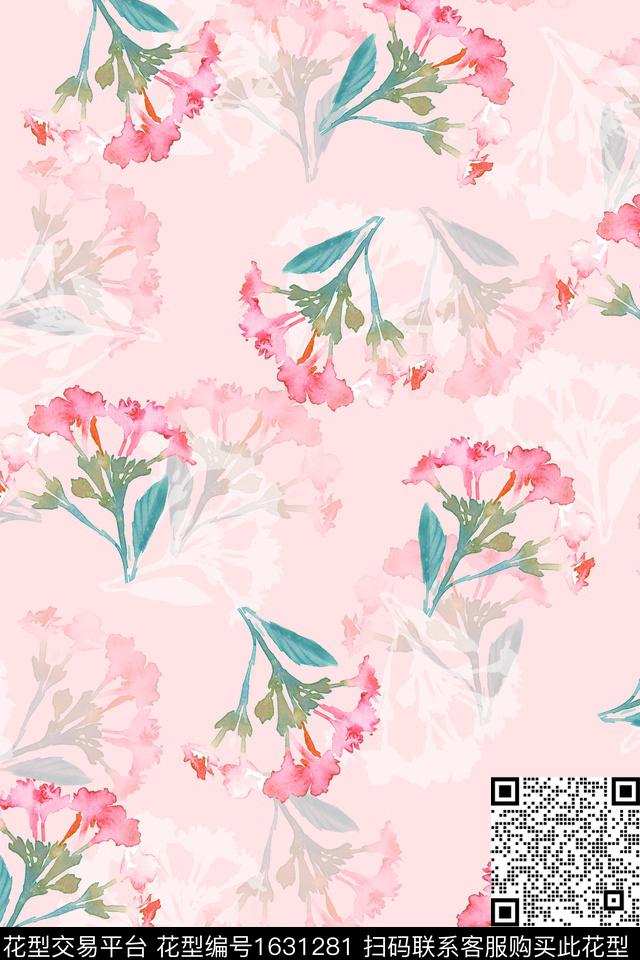 年轻女装水彩花卉花卉数码印花华亿平台下载（图片编号: 1631281） - 瓦栏（Walan）
