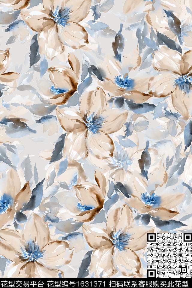 花卉水彩花卉满版花卉数码印花华亿平台下载（图片编号: 1631371） - 瓦栏（Walan）