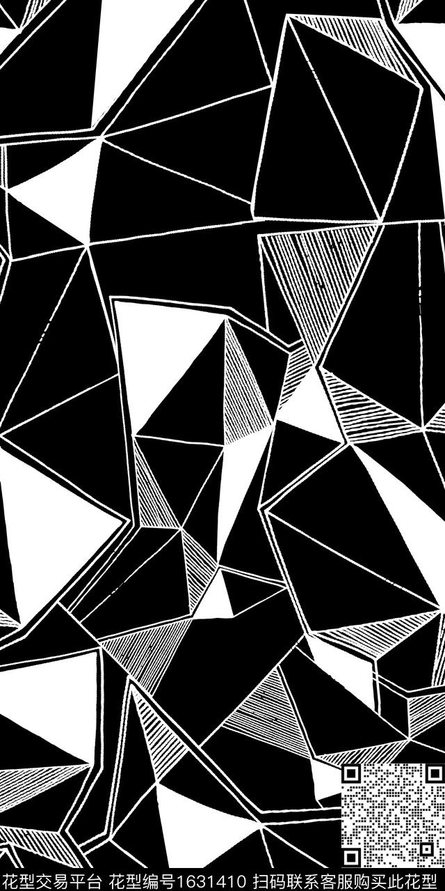 几何男装黑白华亿平台数码印花华亿平台下载（图片编号: 1631410） - 瓦栏（Walan）