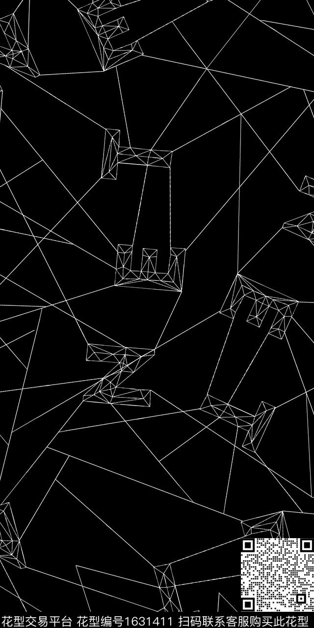 几何男装黑白华亿平台数码印花华亿平台下载（图片编号: 1631411） - 瓦栏（Walan）