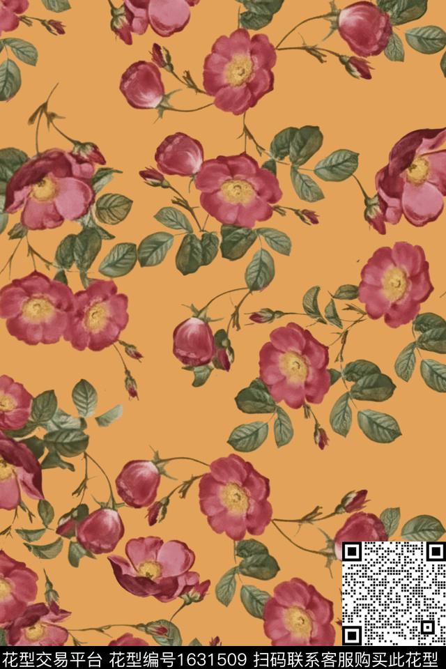 中老年花卉模糊花卉数码印花华亿平台下载（图片编号: 1631509） - 瓦栏（Walan）