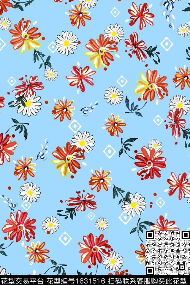 花卉小碎花几何数码印花华亿平台下载（图片编号: 1631516） - 瓦栏（Walan）