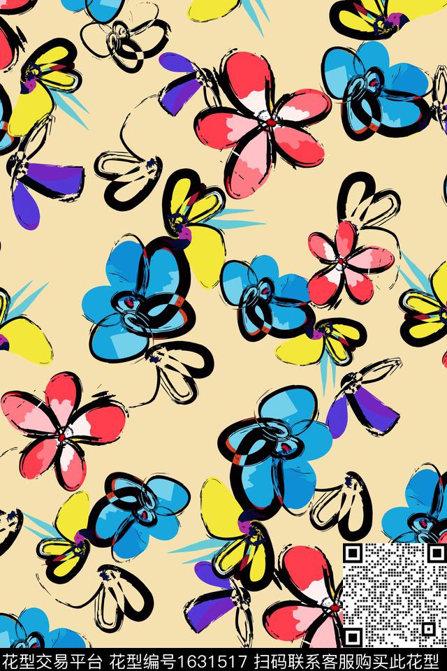 花卉泳装抽象花卉数码印花华亿平台下载（图片编号: 1631517） - 瓦栏（Walan）