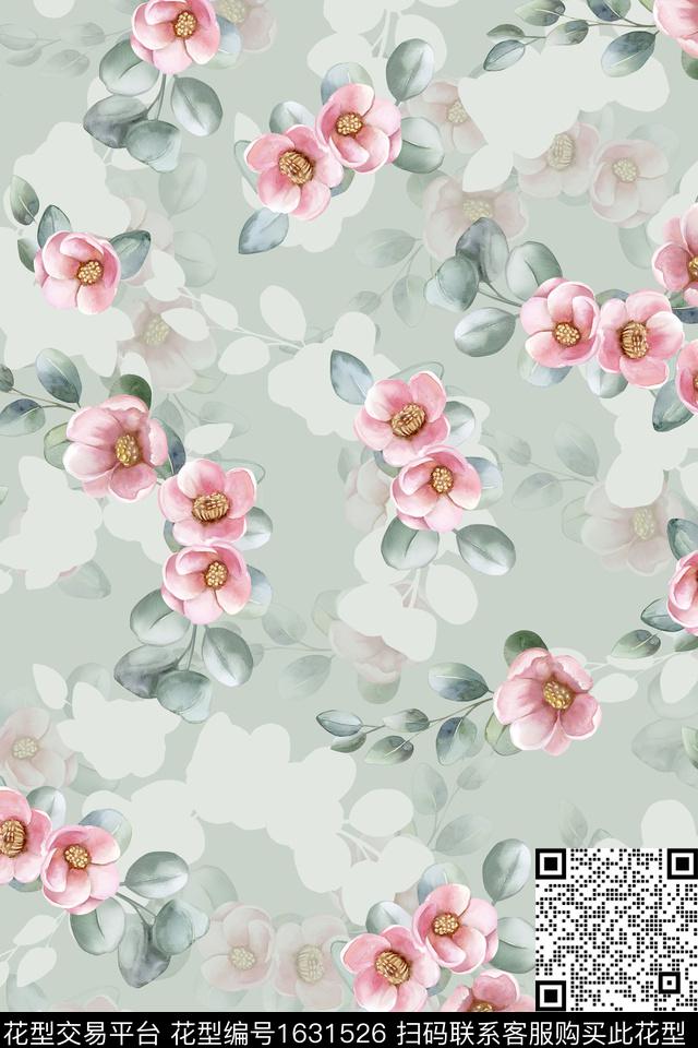 水彩花卉影花花卉数码印花华亿平台下载（图片编号: 1631526） - 瓦栏（Walan）