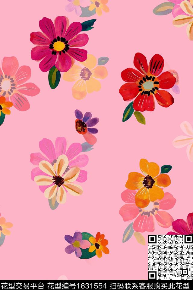 花卉水彩花卉影花数码印花华亿平台下载（图片编号: 1631554） - 瓦栏（Walan）