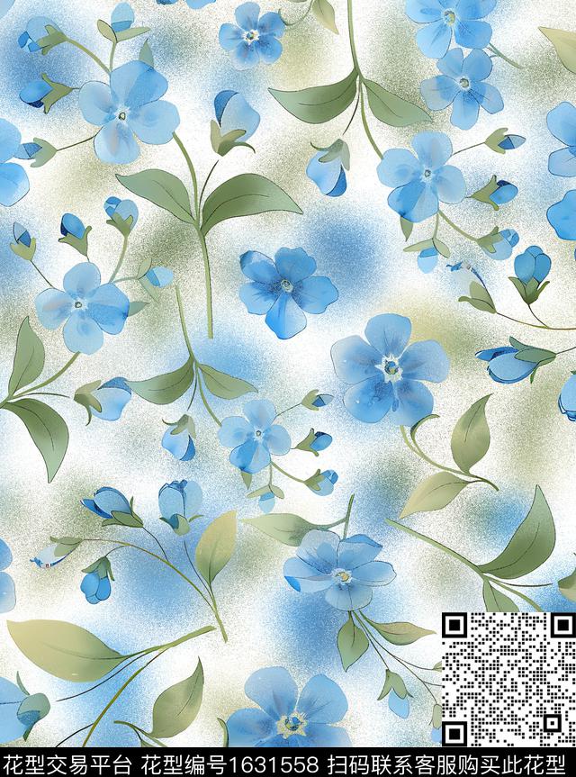 花卉小清新颗粒数码印花华亿平台下载（图片编号: 1631558） - 瓦栏（Walan）