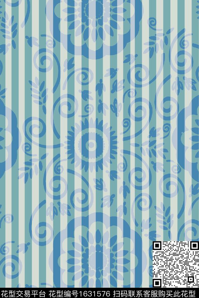 条纹民族纹样阑珊数码印花华亿平台下载（图片编号: 1631576） - 瓦栏（Walan）