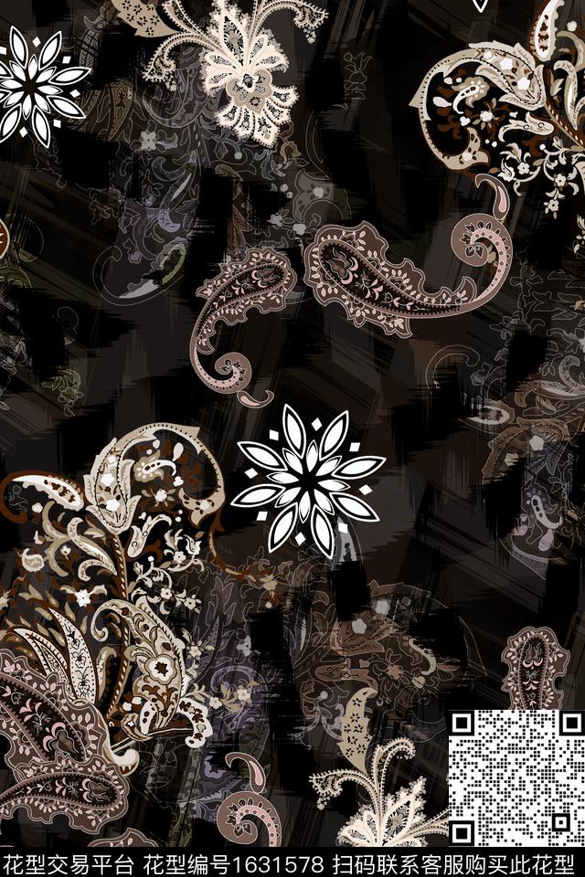 民族风中老年佩斯利数码印花华亿平台下载（图片编号: 1631578） - 瓦栏（Walan）