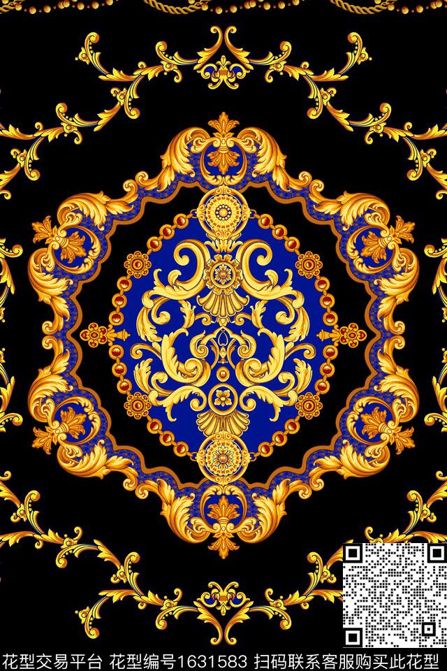 民族风卷草宫廷风数码印花华亿平台下载（图片编号: 1631583） - 瓦栏（Walan）