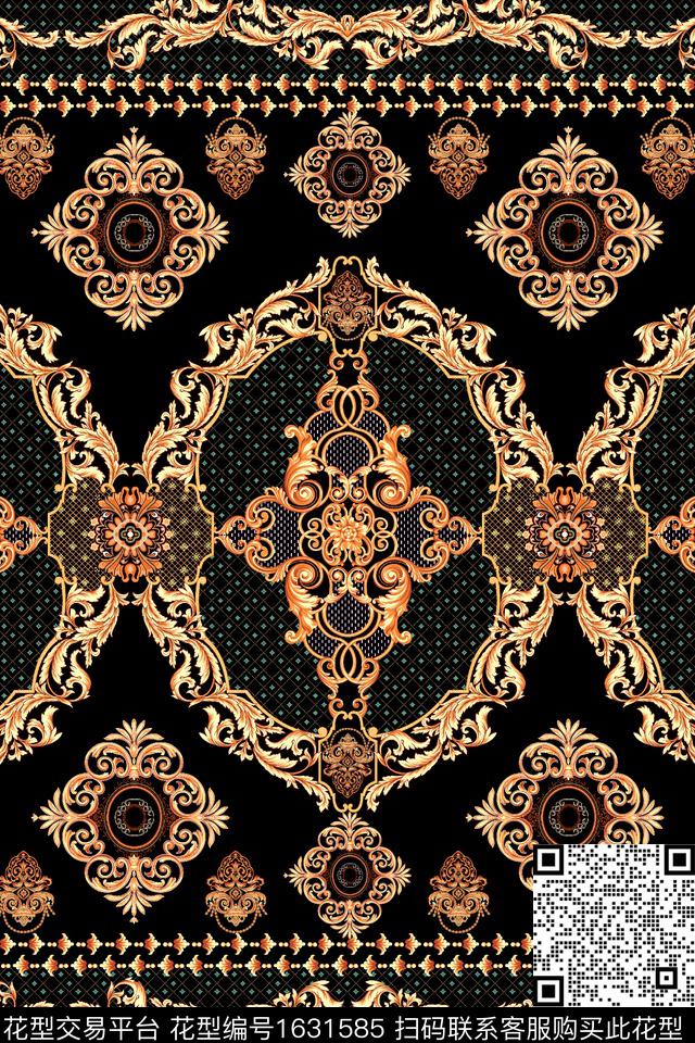 民族风卷草宫廷风数码印花华亿平台下载（图片编号: 1631585） - 瓦栏（Walan）