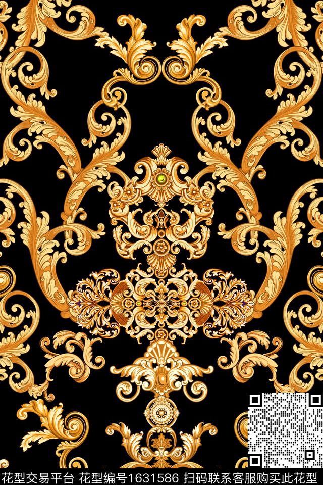 民族风卷草宫廷风数码印花华亿平台下载（图片编号: 1631586） - 瓦栏（Walan）