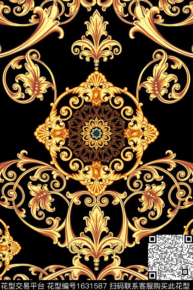民族风卷草宫廷风数码印花华亿平台下载（图片编号: 1631587） - 瓦栏（Walan）
