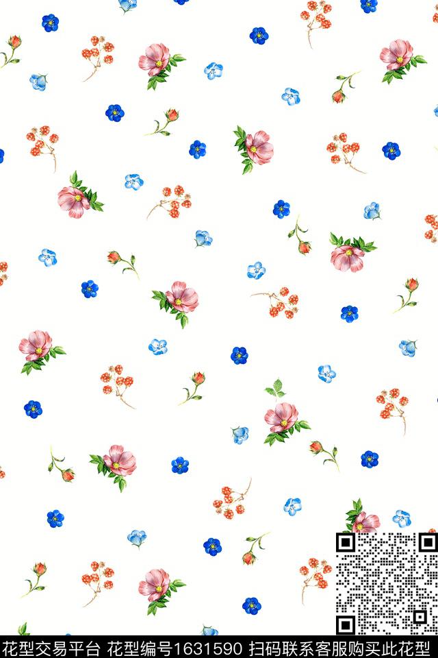 年轻女装小清新花卉数码印花华亿平台下载（图片编号: 1631590） - 瓦栏（Walan）