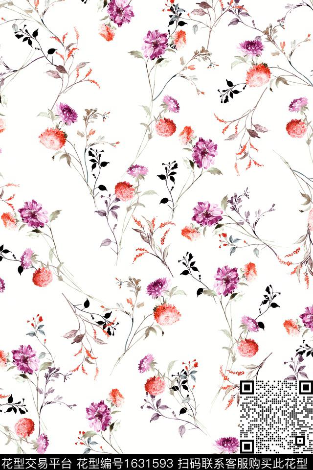 年轻女装小清新花卉数码印花华亿平台下载（图片编号: 1631593） - 瓦栏（Walan）