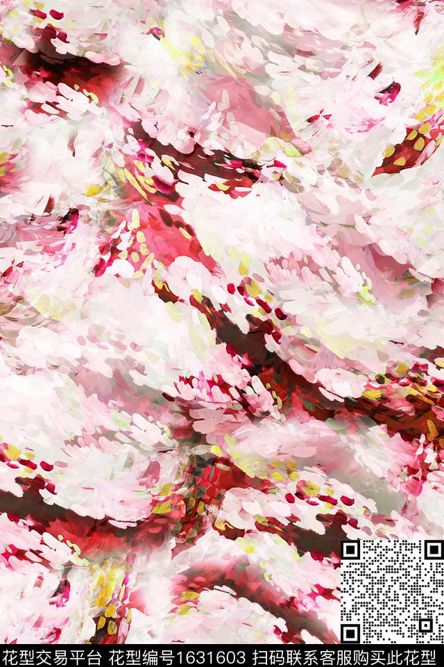 笔触抽象数码印花华亿平台下载（图片编号: 1631603） - 瓦栏（Walan）