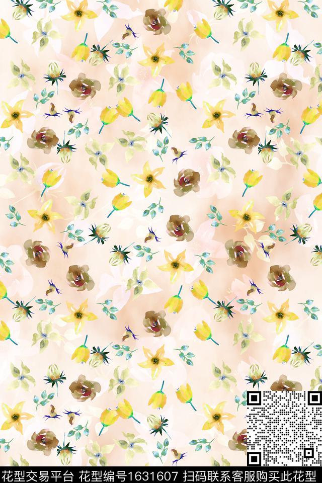 小清新小碎花水彩花卉数码印花华亿平台下载（图片编号: 1631607） - 瓦栏（Walan）