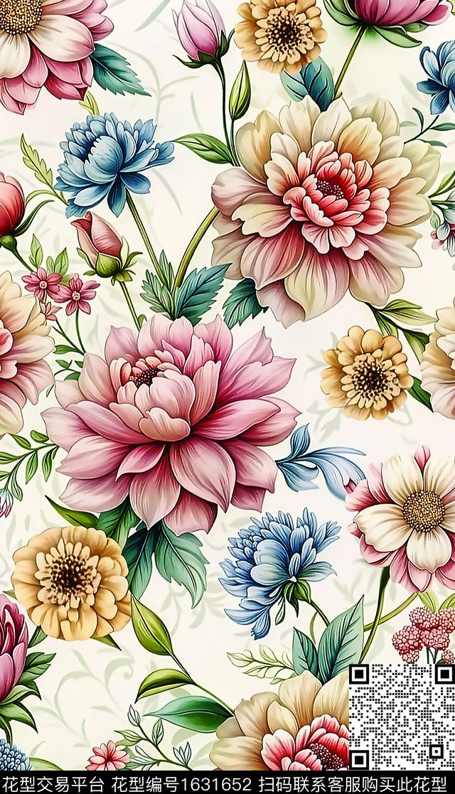 花卉大花flower数码印花华亿平台下载（图片编号: 1631652） - 瓦栏（Walan）