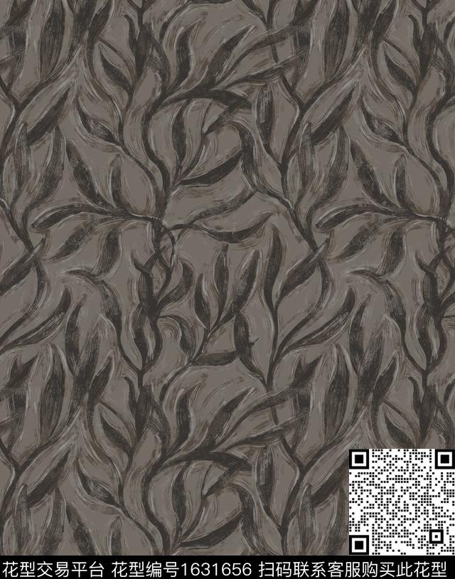 植物藤蔓绿植树叶数码印花华亿平台下载（图片编号: 1631656） - 瓦栏（Walan）