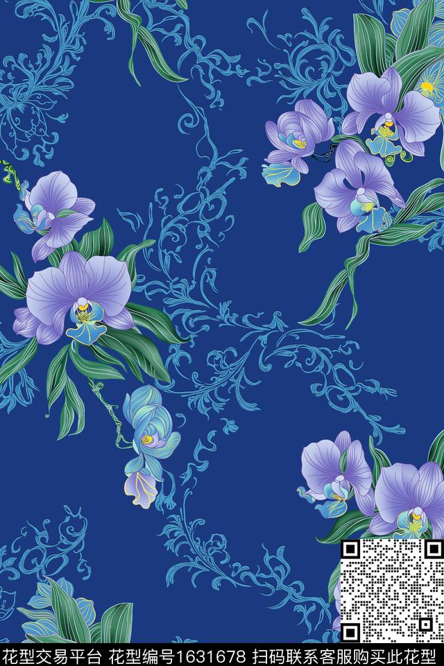 年轻女装传统华亿平台青花瓷传统印花华亿平台下载（图片编号: 1631678） - 瓦栏（Walan）