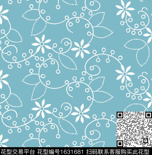 清爽底花卉花卉线条花数码印花华亿平台下载（图片编号: 1631681） - 瓦栏（Walan）