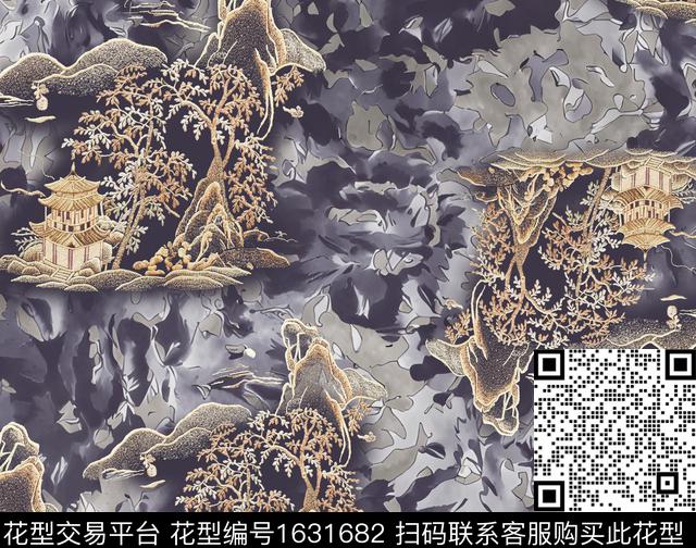 中国风绣花抽象底纹数码印花华亿平台下载（图片编号: 1631682） - 瓦栏（Walan）