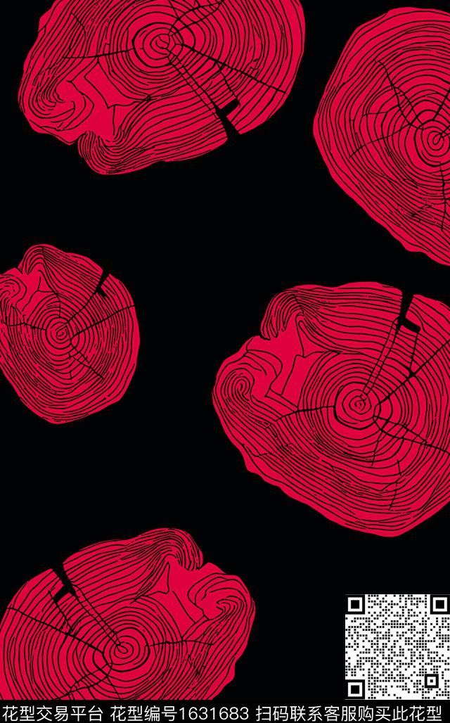 年轮木桩线条数码印花华亿平台下载（图片编号: 1631683） - 瓦栏（Walan）