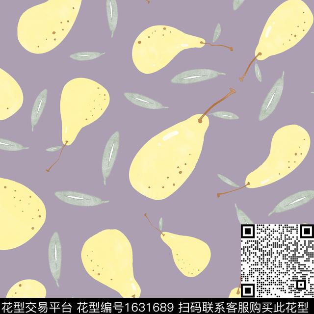 趣味水彩水果数码印花华亿平台下载（图片编号: 1631689） - 瓦栏（Walan）