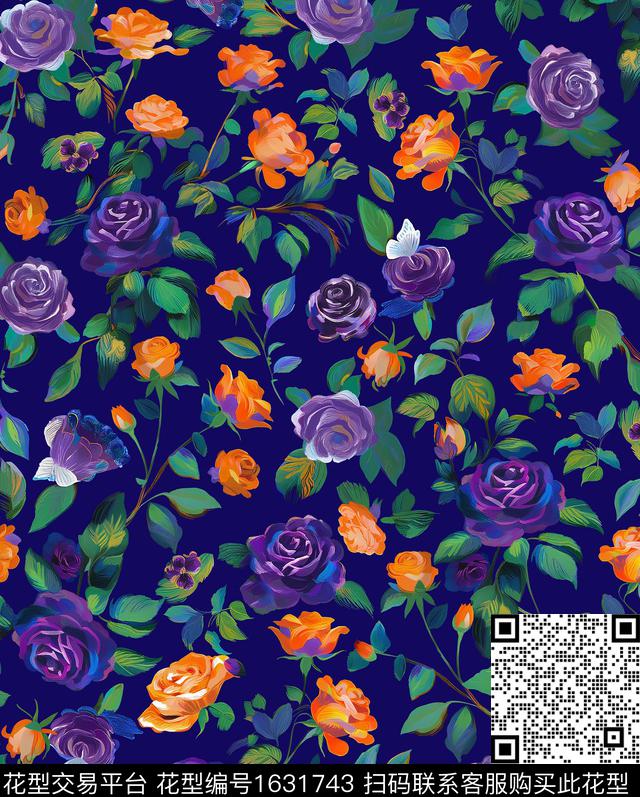 花卉小碎花油画华亿平台数码印花华亿平台下载（图片编号: 1631743） - 瓦栏（Walan）
