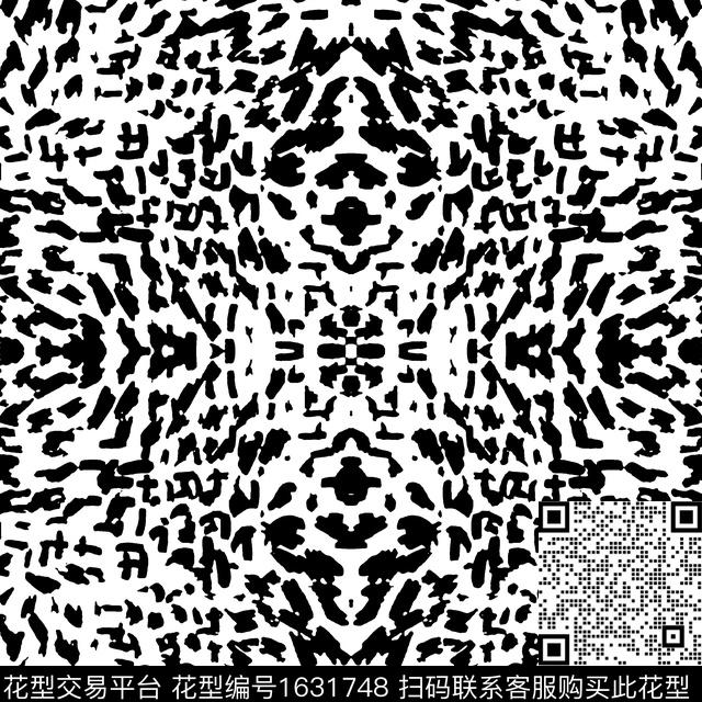 黑白对称抽象传统印花华亿平台下载（图片编号: 1631748） - 瓦栏（Walan）