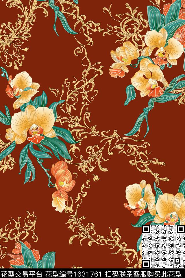 年轻女装传统华亿平台青花瓷传统印花华亿平台下载（图片编号: 1631761） - 瓦栏（Walan）