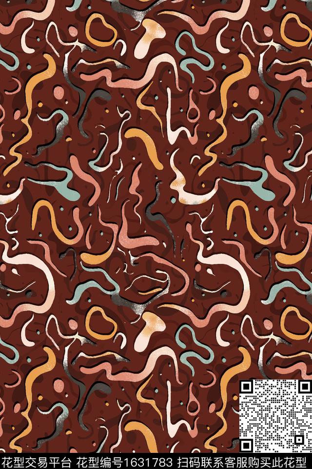 抽象水彩数码印花华亿平台下载（图片编号: 1631783） - 瓦栏（Walan）