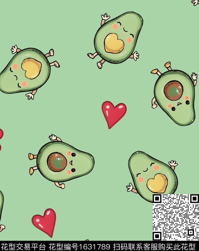 卡通趣味牛油果数码印花华亿平台下载（图片编号: 1631789） - 瓦栏（Walan）