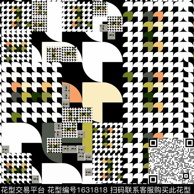 彩色几何格子排列数码印花华亿平台下载（图片编号: 1631818） - 瓦栏（Walan）