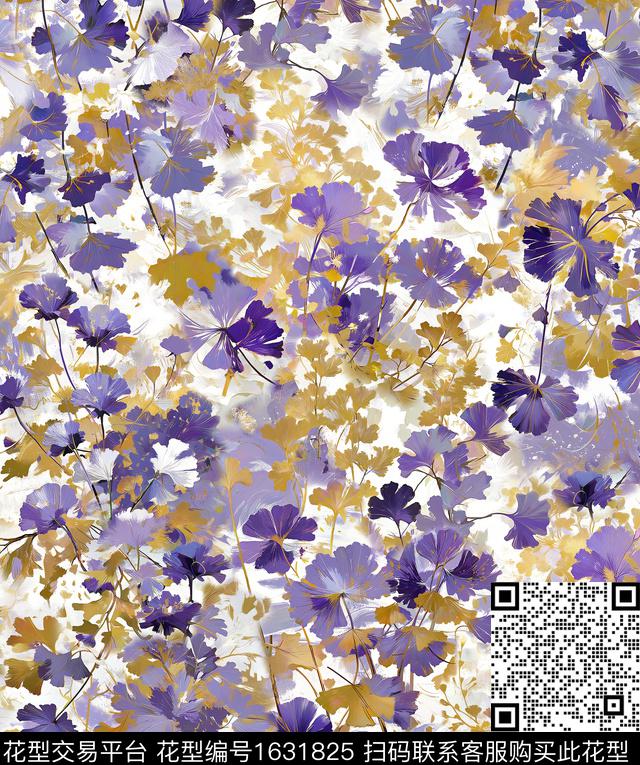 叶子银杏叶油画华亿平台数码印花华亿平台下载（图片编号: 1631825） - 瓦栏（Walan）