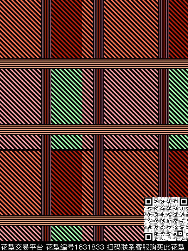 几何格子斜条纹传统印花华亿平台下载（图片编号: 1631833） - 瓦栏（Walan）