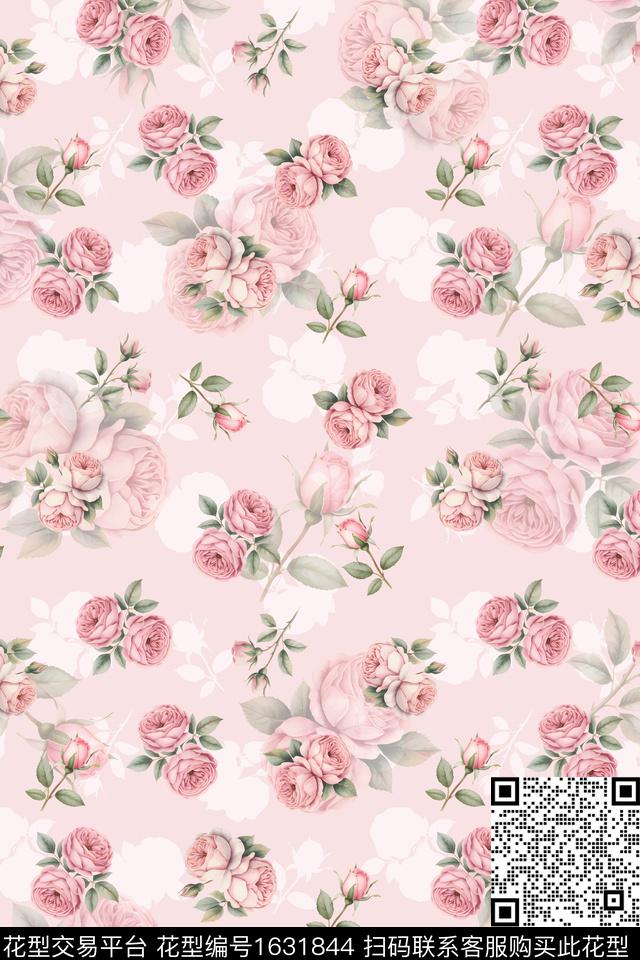花卉水彩花卉影花数码印花华亿平台下载（图片编号: 1631844） - 瓦栏（Walan）