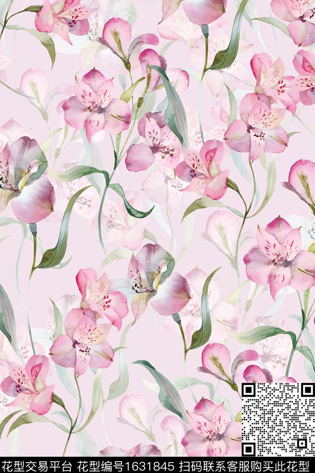 花卉水彩花卉影花数码印花华亿平台下载（图片编号: 1631845） - 瓦栏（Walan）