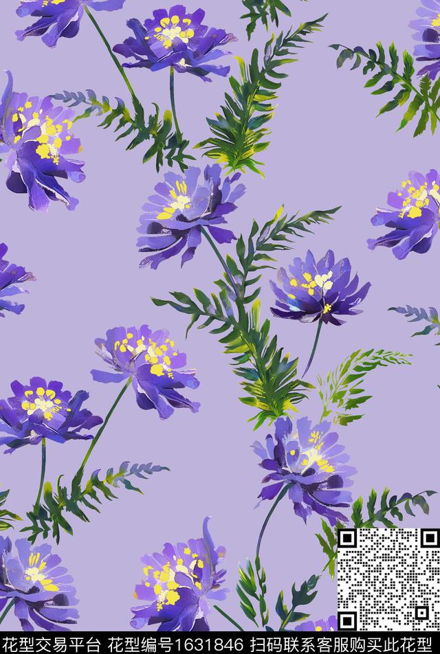 花卉小碎花油画华亿平台数码印花华亿平台下载（图片编号: 1631846） - 瓦栏（Walan）