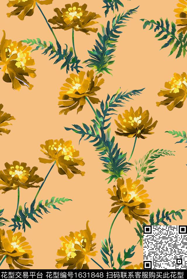 年轻女装小碎花油画华亿平台数码印花华亿平台下载（图片编号: 1631848） - 瓦栏（Walan）