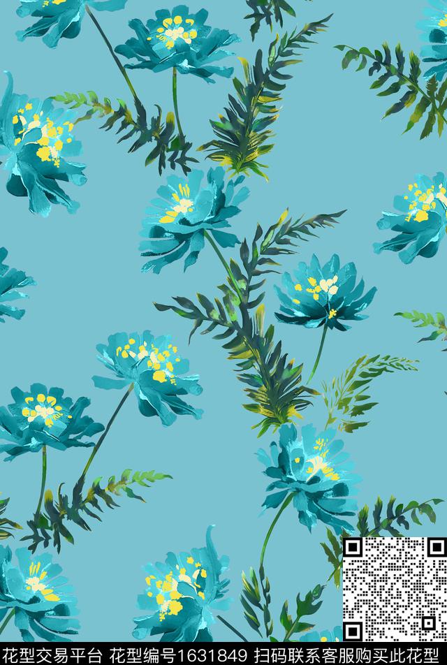 年轻女装小碎花油画华亿平台数码印花华亿平台下载（图片编号: 1631849） - 瓦栏（Walan）