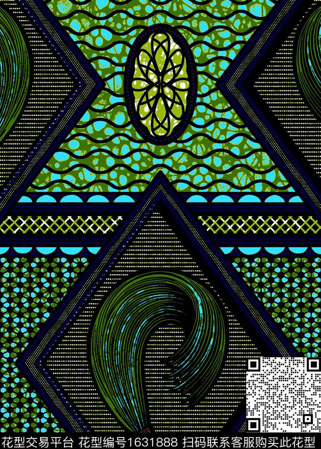 中东蜡染几何数码印花华亿平台下载（图片编号: 1631888） - 瓦栏（Walan）