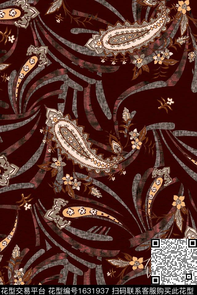 民族风中老年佩斯利数码印花华亿平台下载（图片编号: 1631937） - 瓦栏（Walan）