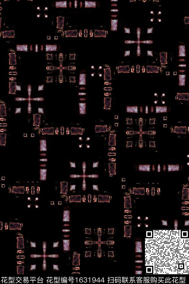 中老年抽象黑底花卉数码印花华亿平台下载（图片编号: 1631944） - 瓦栏（Walan）