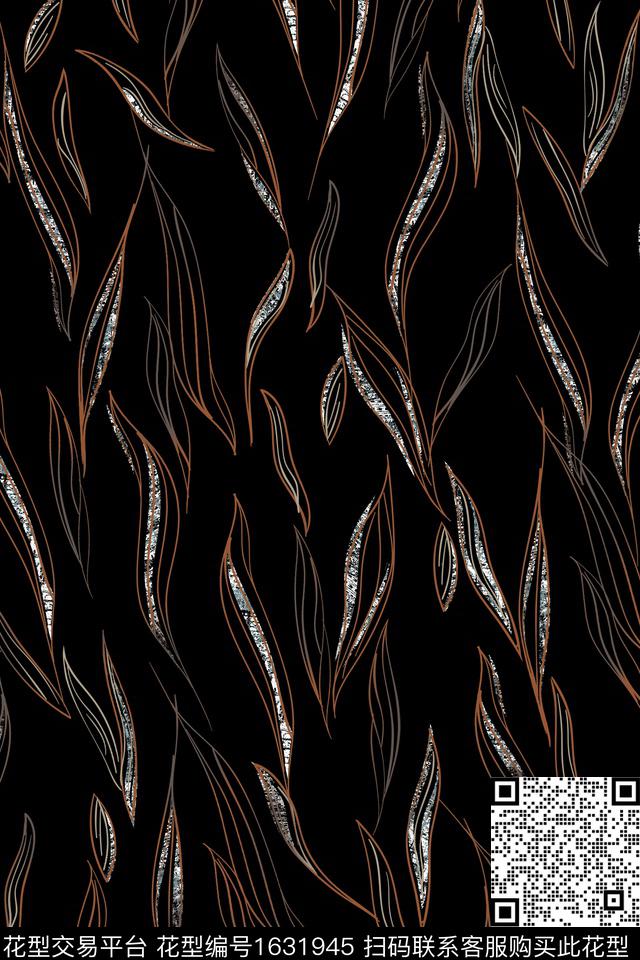 中老年抽象黑底花卉数码印花华亿平台下载（图片编号: 1631945） - 瓦栏（Walan）