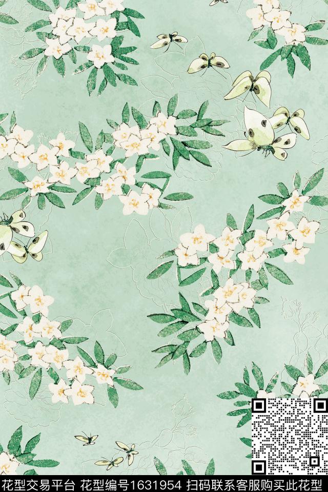 新中式中国风花卉数码印花华亿平台下载（图片编号: 1631954） - 瓦栏（Walan）